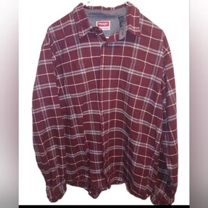 Wrangler Men's Maroon Plaid Shirt Size XL